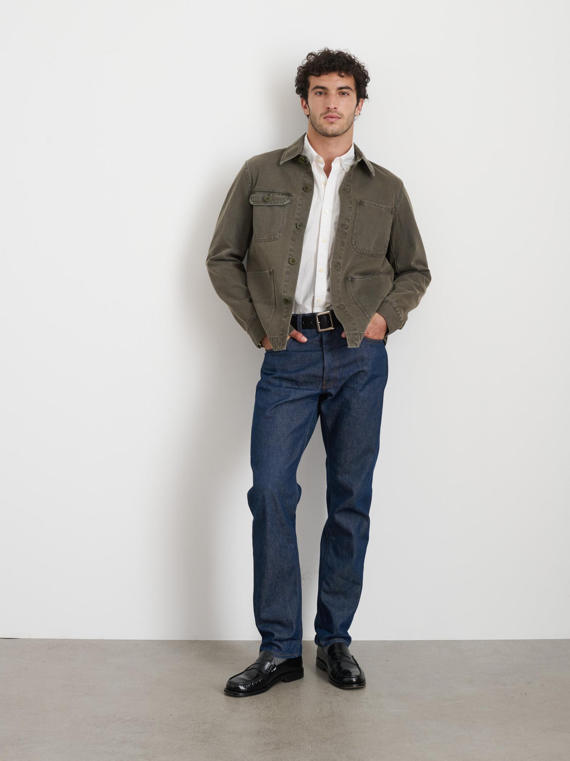 Garment Dyed Work Jacket in Recycled Denim Product Image