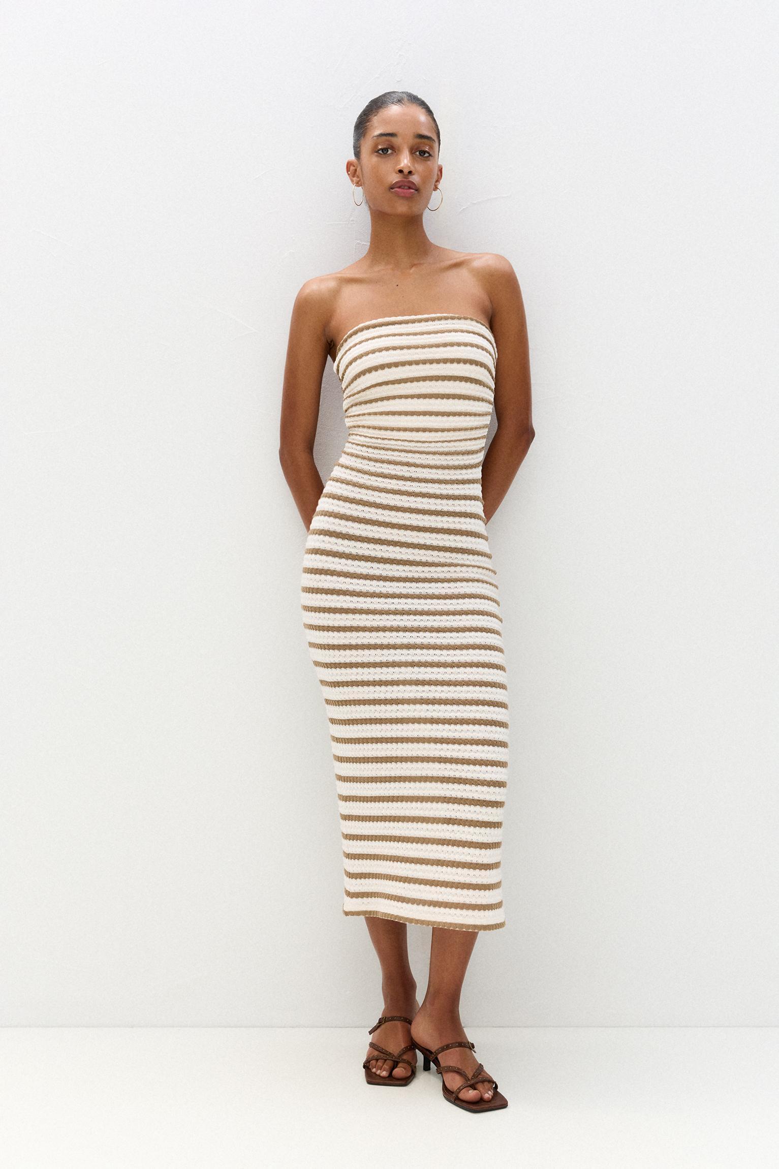 Rustic striped midi dress Product Image