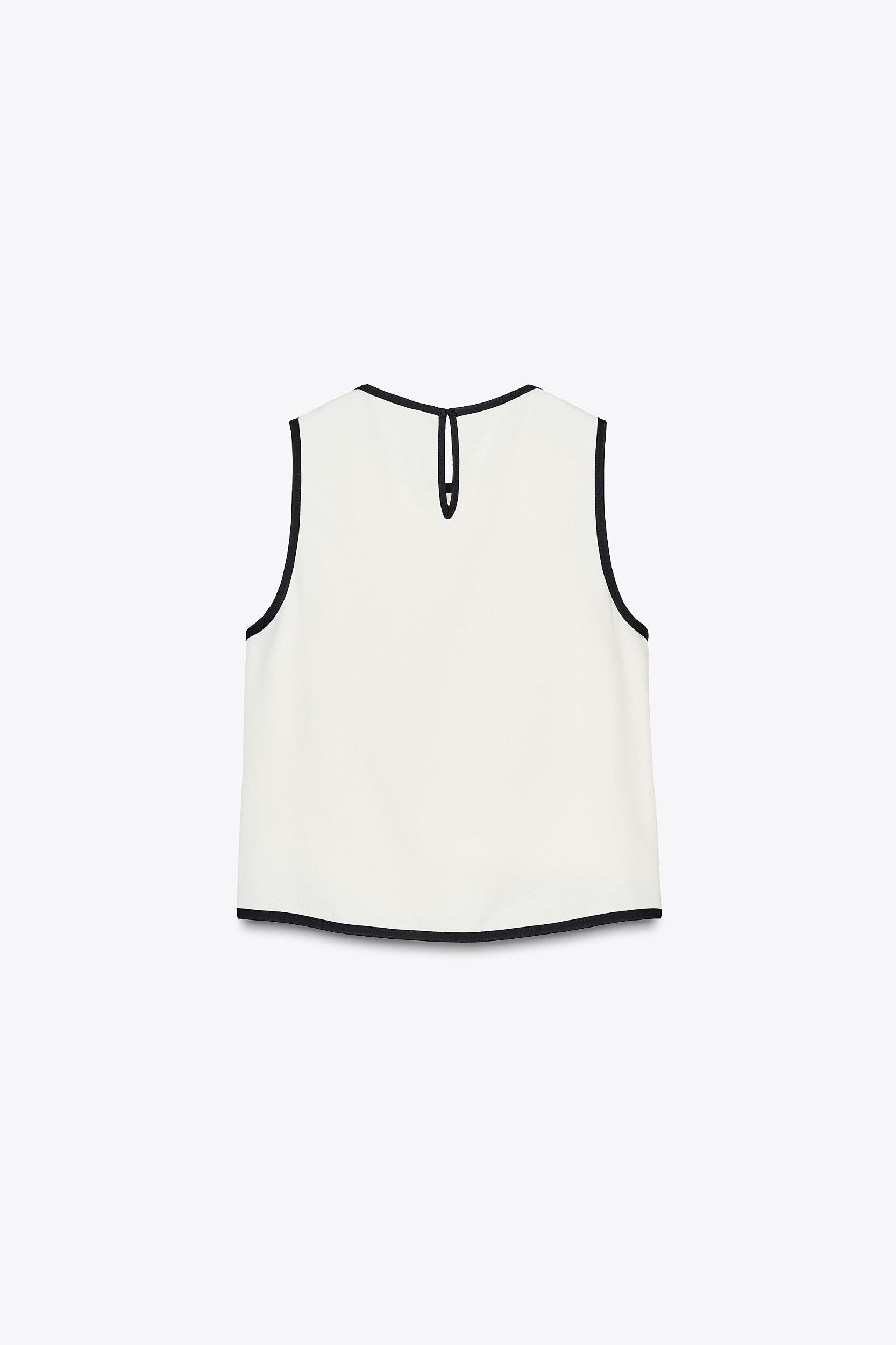 CONTRAST TRIM CREPE TOP Product Image