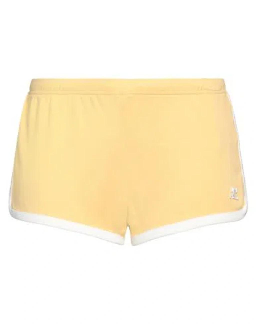 COURRÈGES Contrast Cotton Mini Shorts In Yellow Product Image