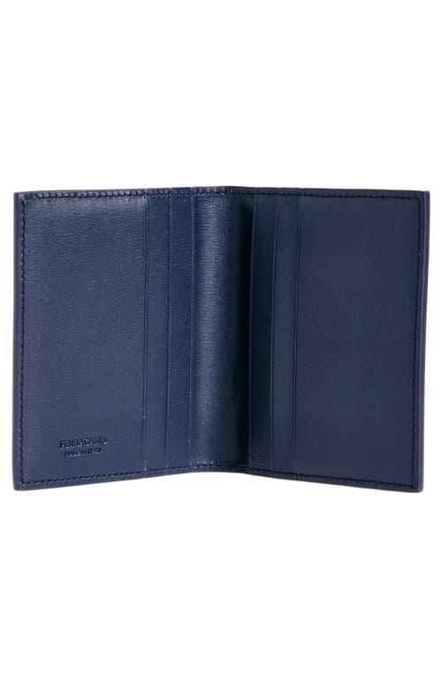 FERRAGAMO Classic Tall Leather Bifold Wallet In Blue Product Image