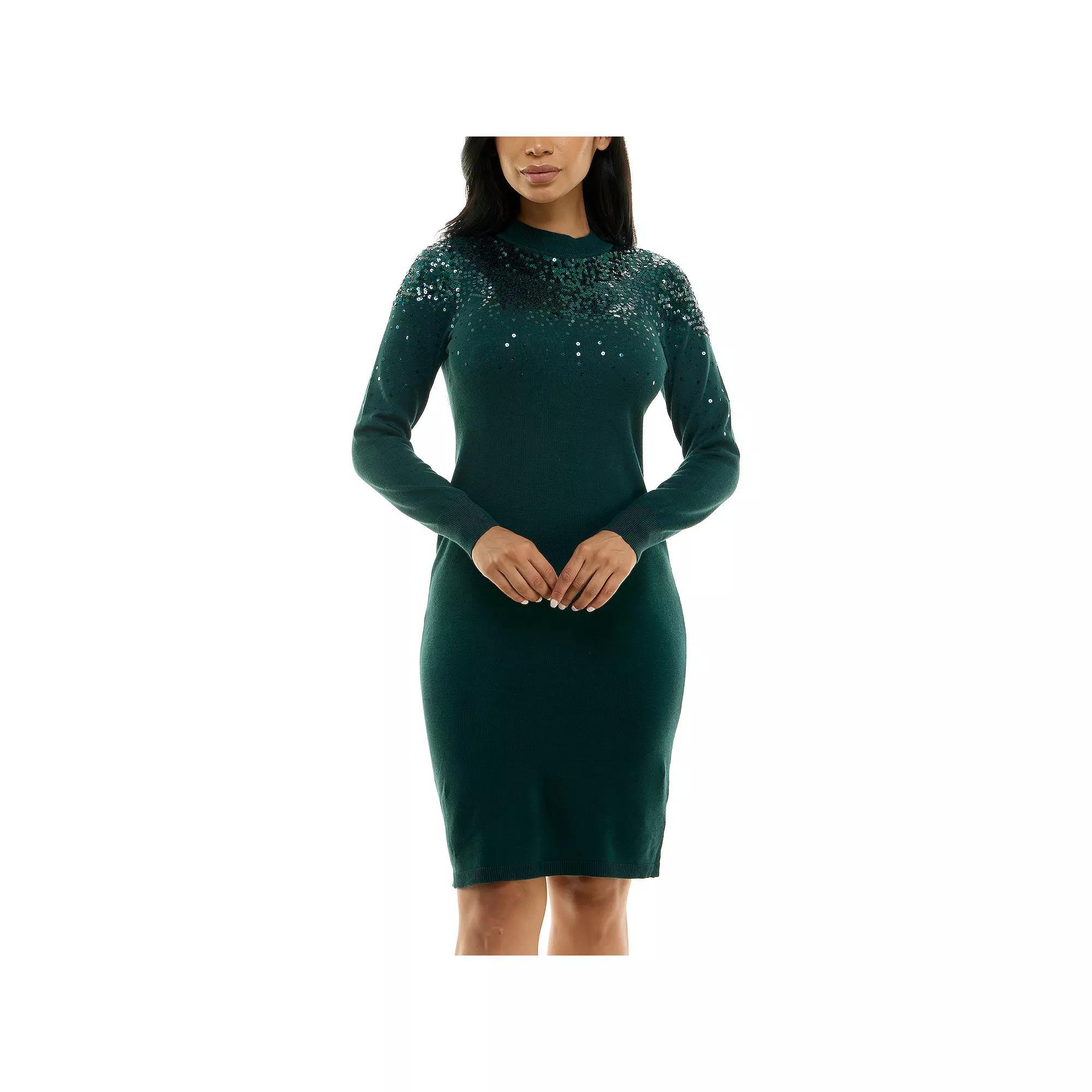 Women's Nina Leonard Sequins Sweater Dress,  Product Image