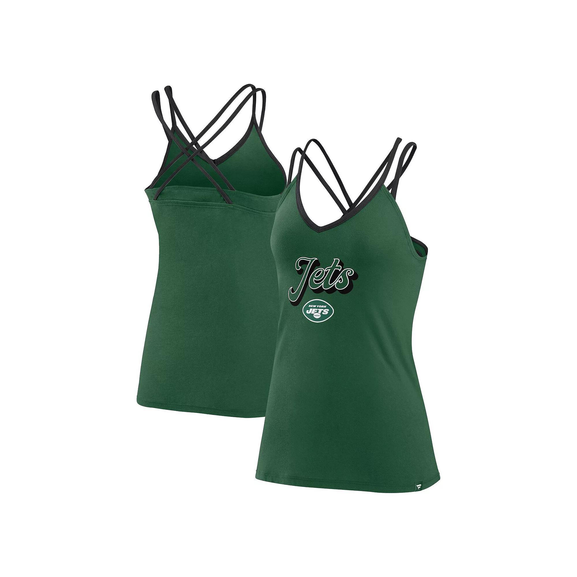 Women's Fanatics Branded Green New York Jets Go For It Strappy Crossback Tank Top,  Product Image