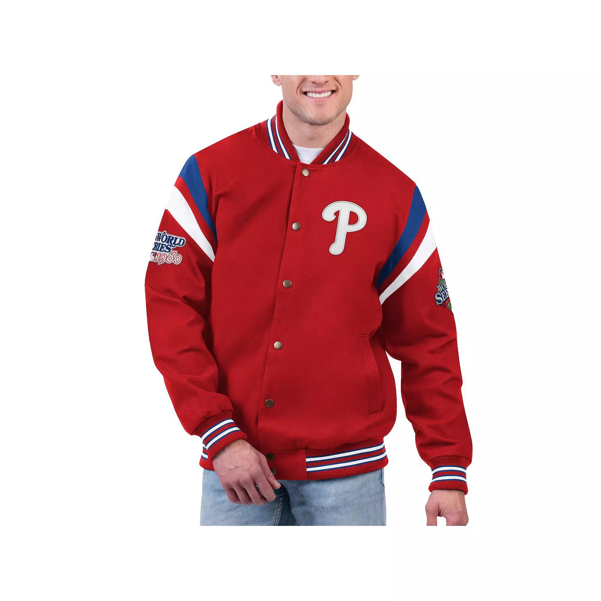 Men's G-III Sports by Carl Banks Red Philadelphia Phillies Quick Full-Snap Varsity Jacket,  Product Image
