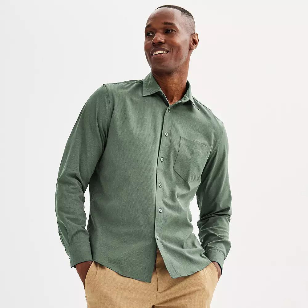 Men's FLX Performance Untucked-Fit Long Sleeve Button Down Shirt, Size: Medium, Brindle Product Image