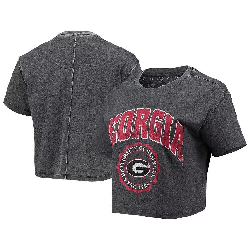 Womens Pressbox Georgia Bulldogs Edith Vintage Burnout Crop T-Shirt Product Image