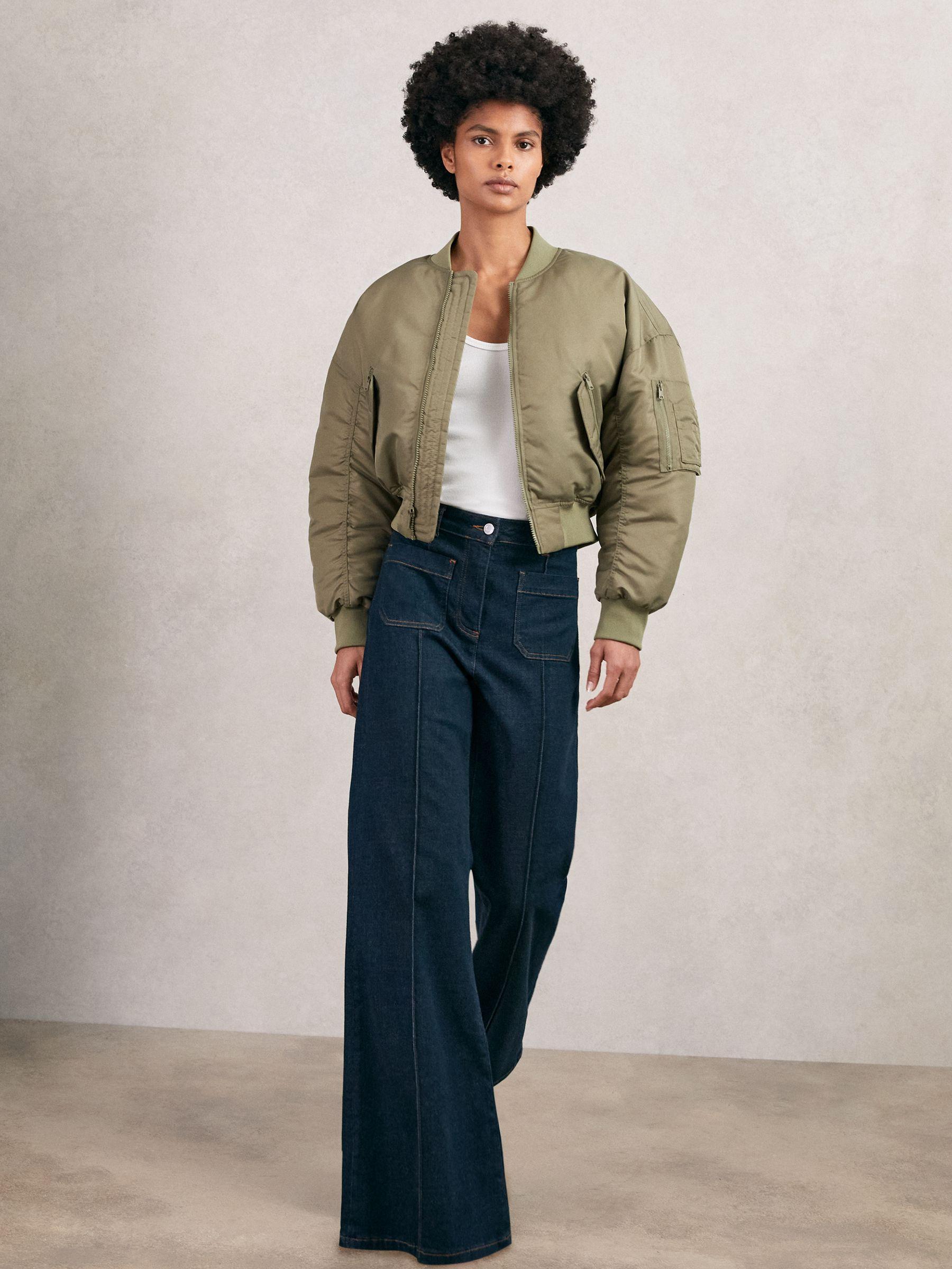 Technical Puffer Bomber Jacket in Khaki Product Image