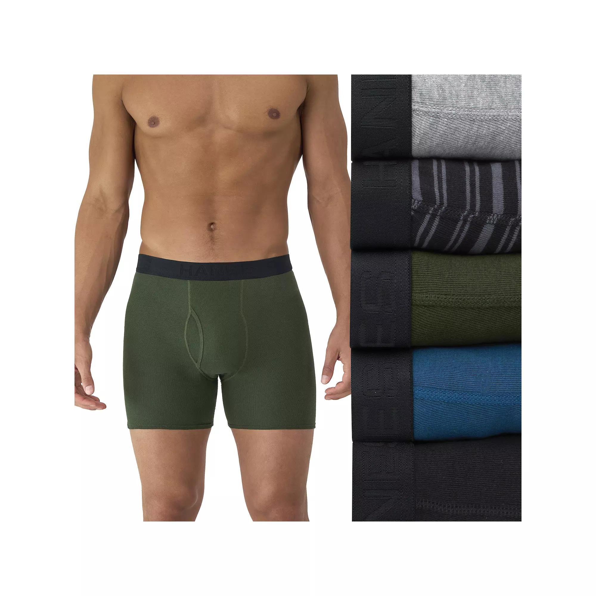 Men's Hanes® 5-Pack Ultimate Ringer Style Moisture-Wicking Boxer Brief Underwear,  Product Image