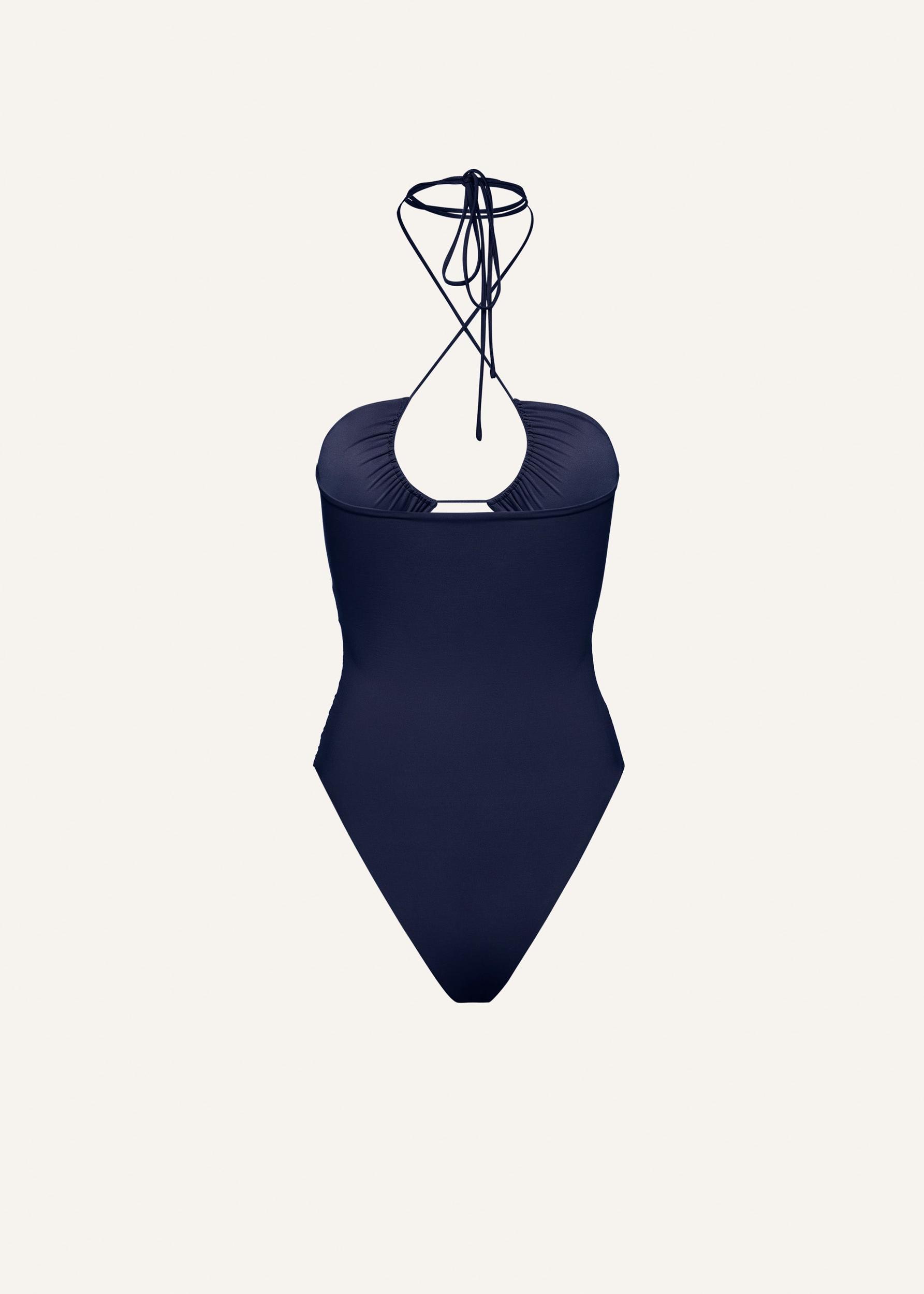 Crisscross halter swimsuit in navy Product Image