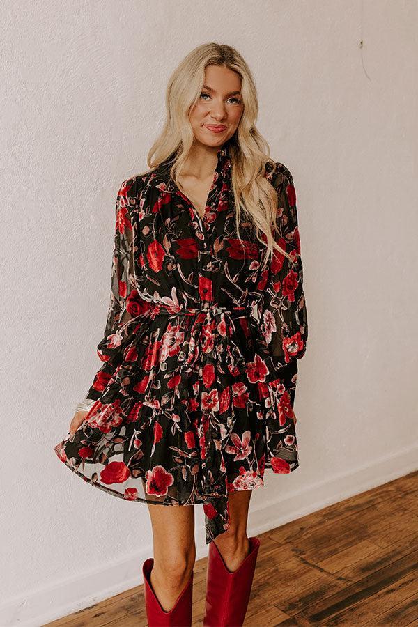 Moonlit Garden Velvet Burnout Mini Dress Product Image