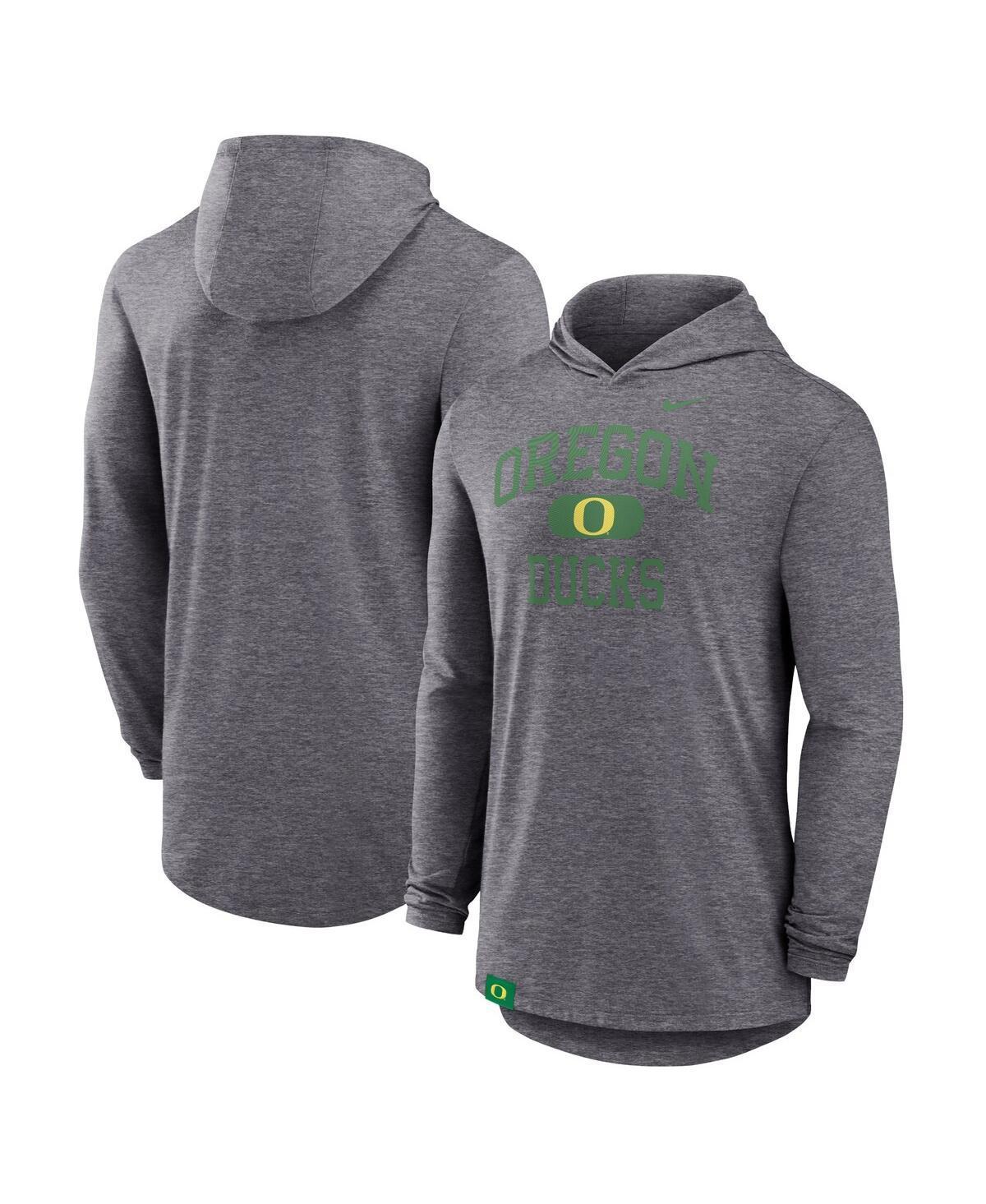 NIKE Men's Heather Gray Oregon Ducks Blitz Hoodie Long Sleeve T-shirt Product Image