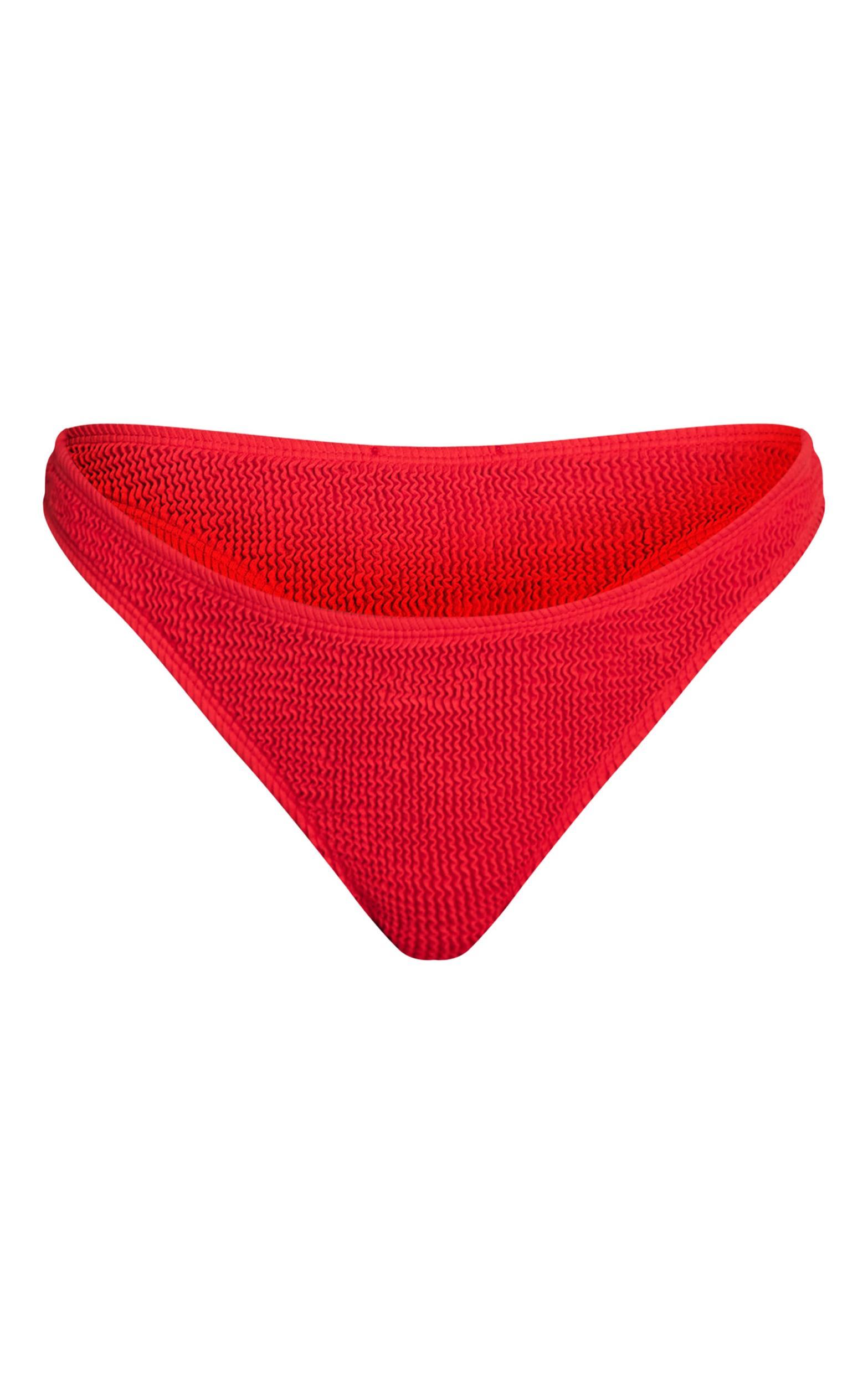 Red Crinkle High Waist Tanga Bikini Bottoms Product Image