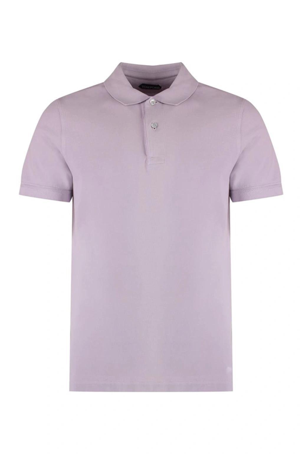 TOM FORD Short-sleeve Cotton Polo Shirt In Lilac Product Image