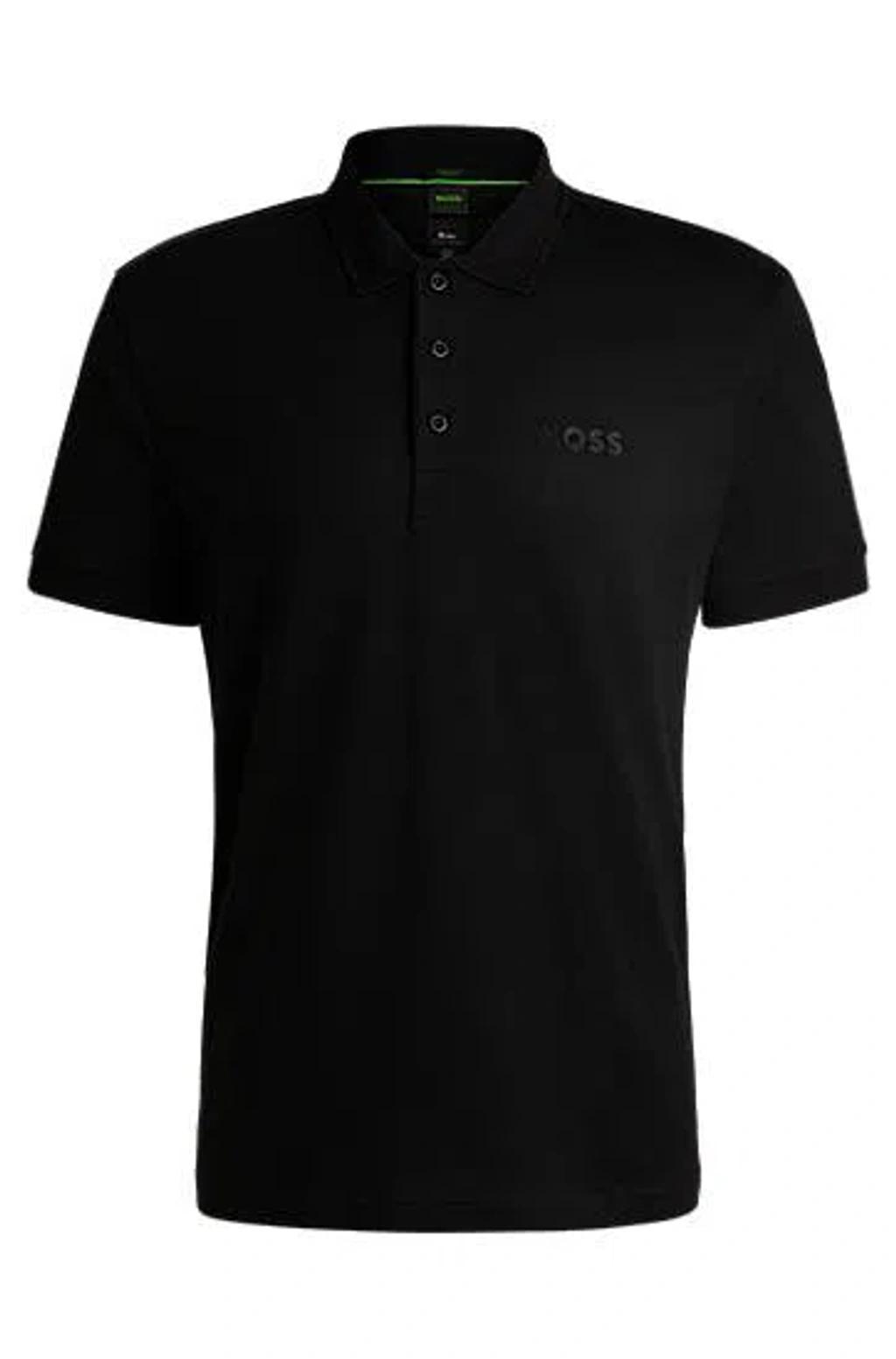 HUGO BOSS Paddy Stretch-cotton Polo Shirt With Logo Detail In Black Product Image