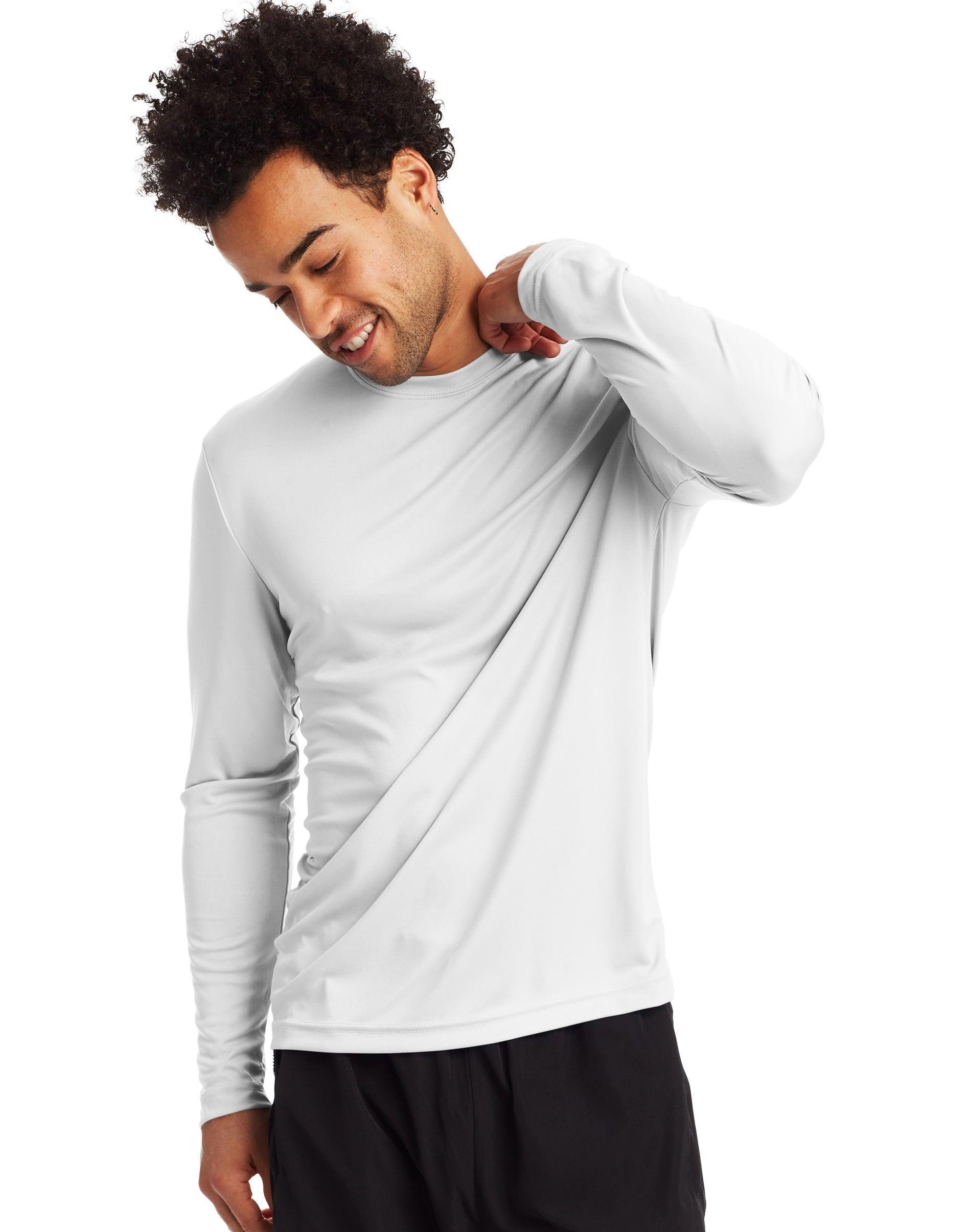 Hanes Sport Cool DRI Mens Performance Long Sleeve T-Shirt, Value 2-Pack White M Product Image