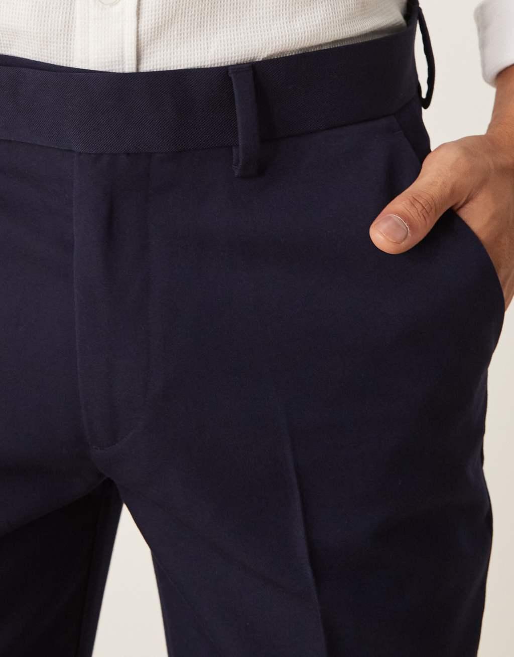 ASOS DESIGN slim fit pants in navy Product Image