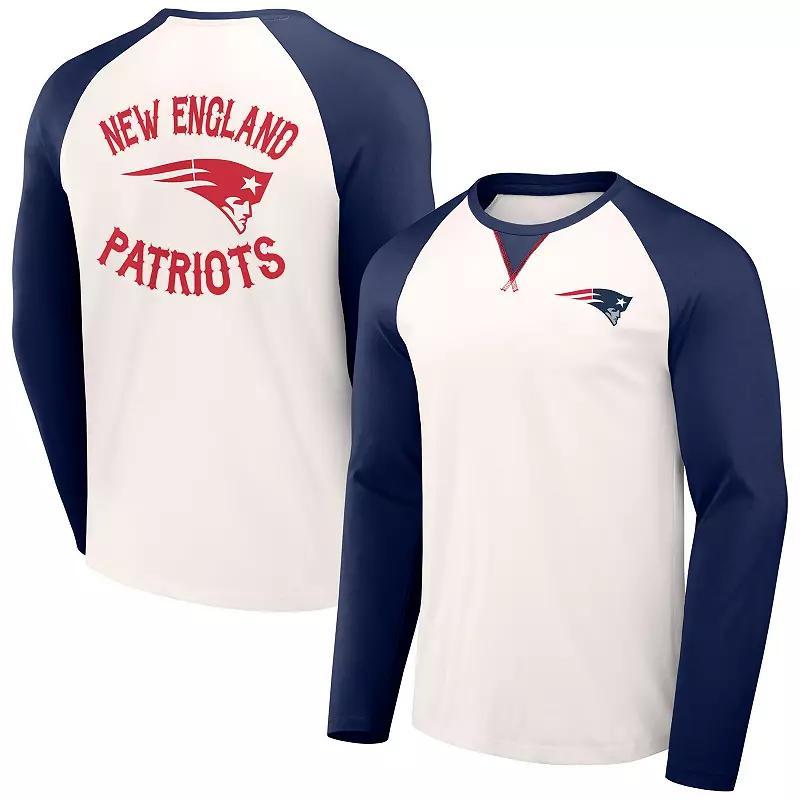 Mens NFL x Darius Rucker Collection by Fanatics Cream/Navy New England Patriots Long Sleeve Raglan T-Shirt Product Image