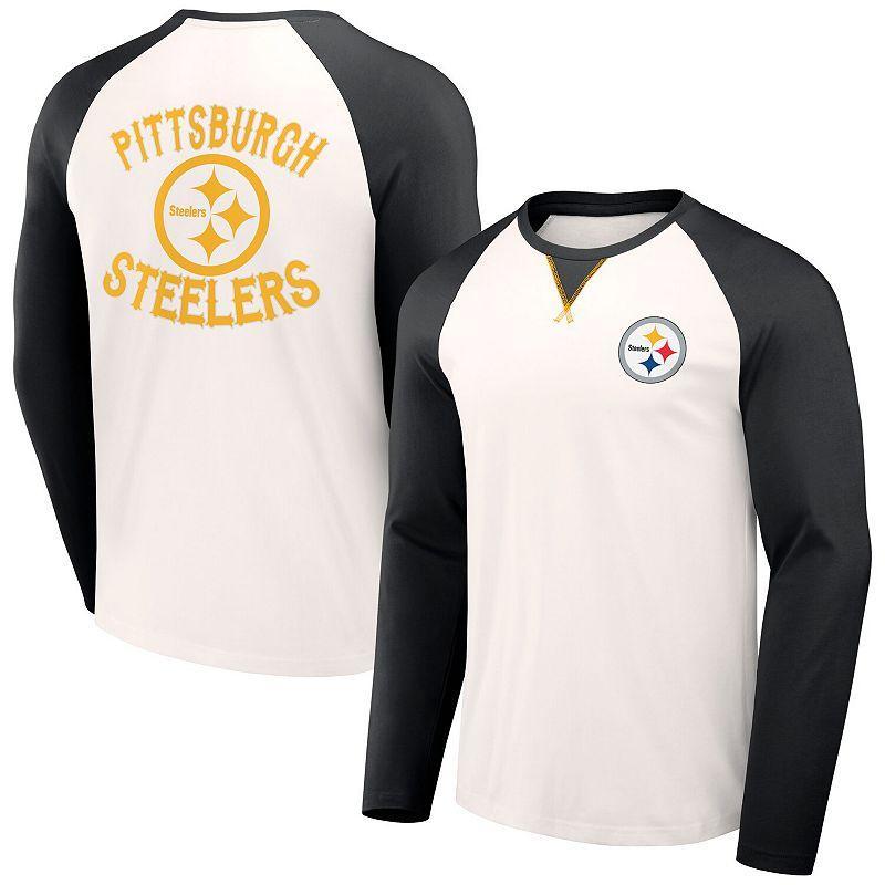 Mens NFL x Darius Rucker Collection by Fanatics Cream/Navy New England Patriots Long Sleeve Raglan T-Shirt Product Image