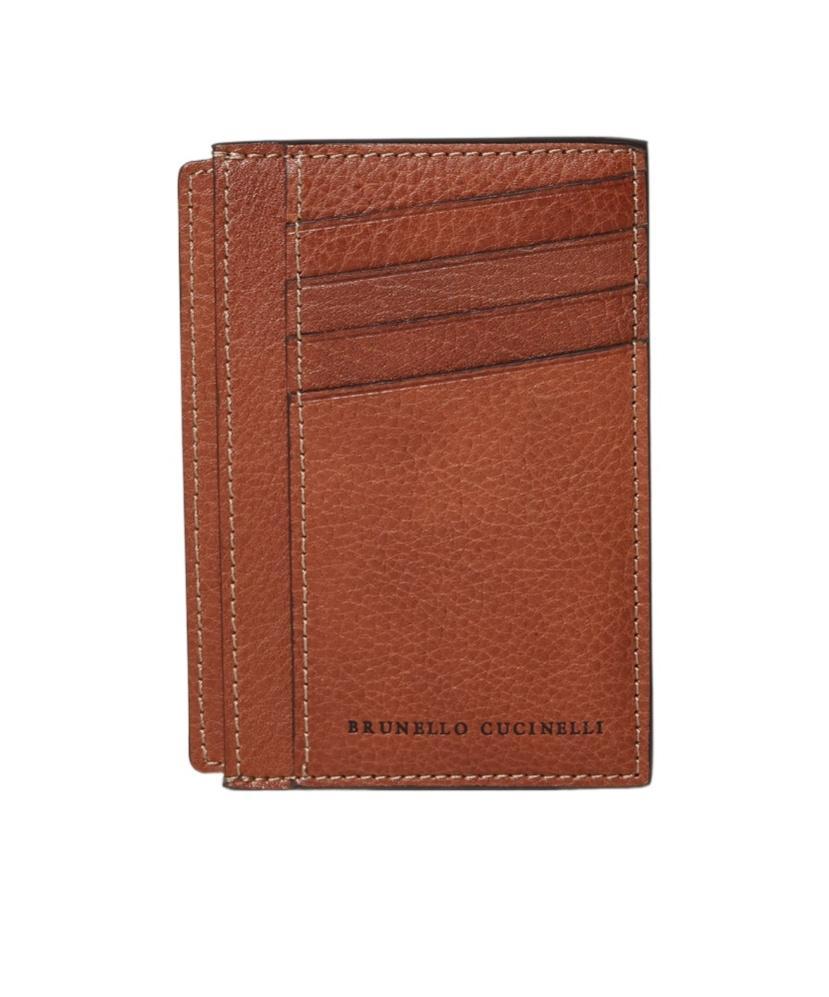 BRUNELLO CUCINELLI Logo Stamp Cardholder In Brown Product Image