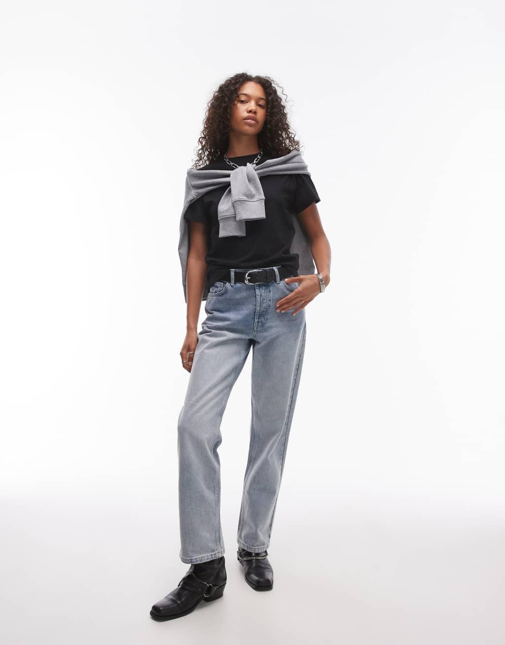 Topshop boxy tee in black Product Image