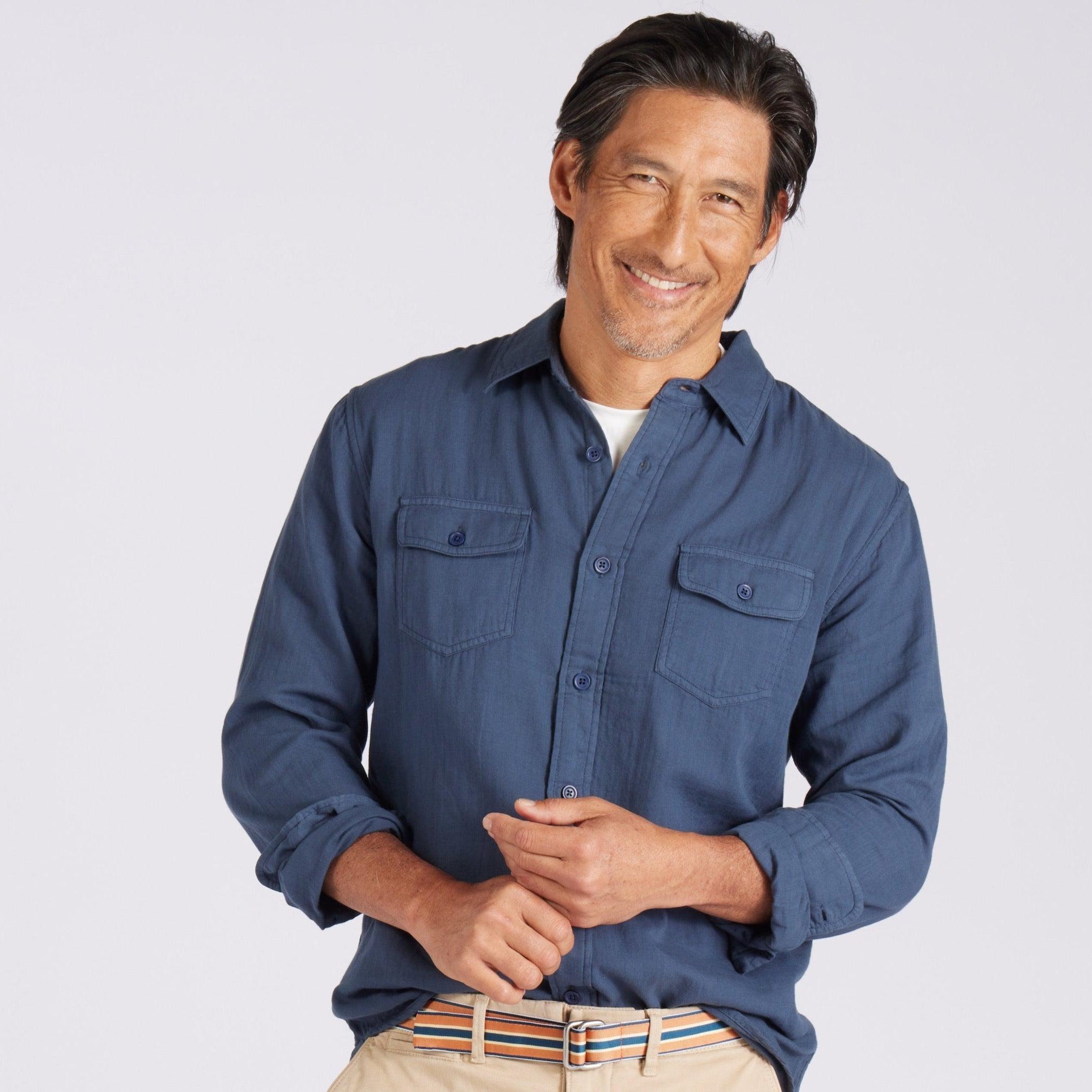 Brando Lightweight Double Cloth Shirt - Midnight Navy Product Image