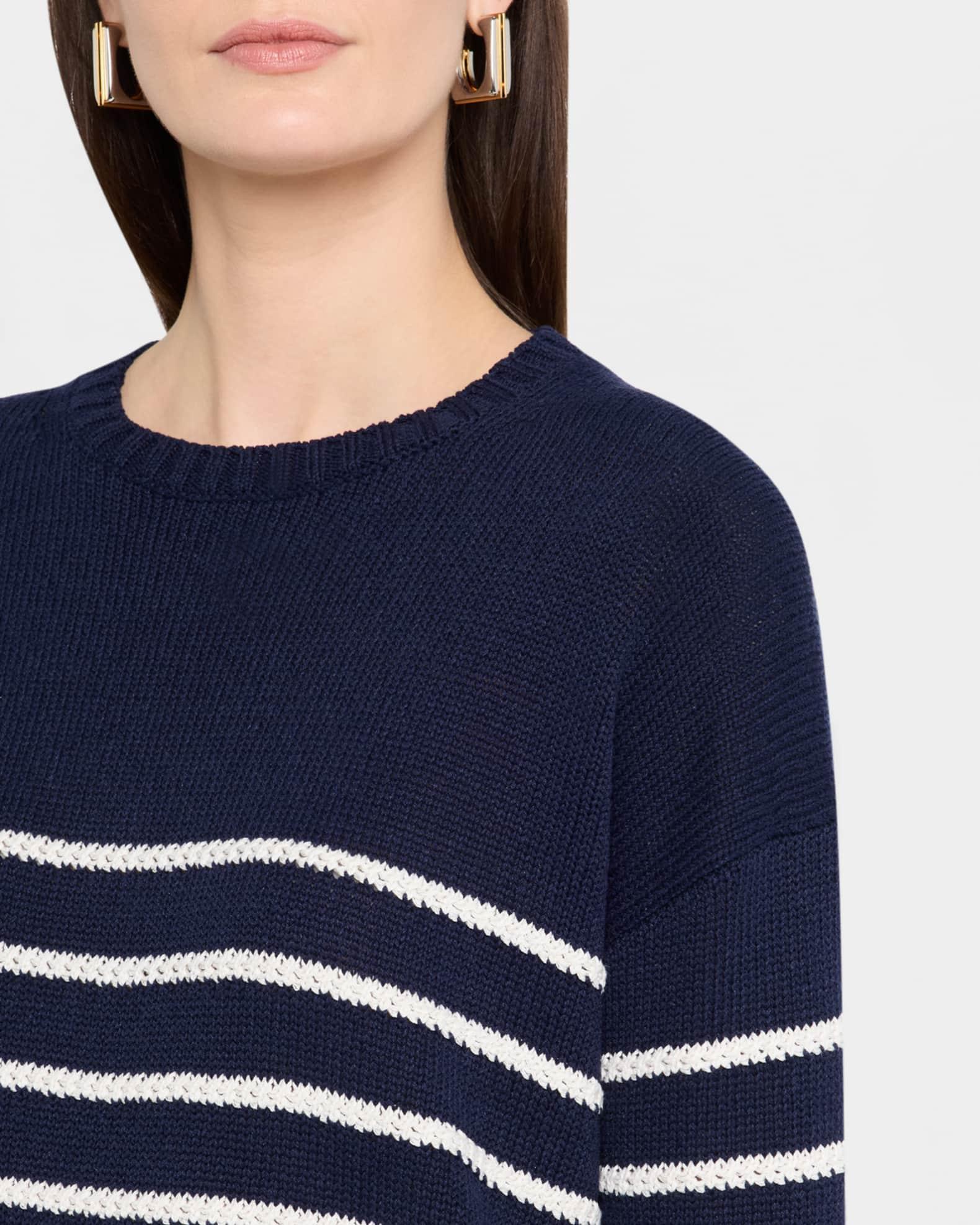 Striped Lofty Silk-Linen Crewneck Sweater Product Image