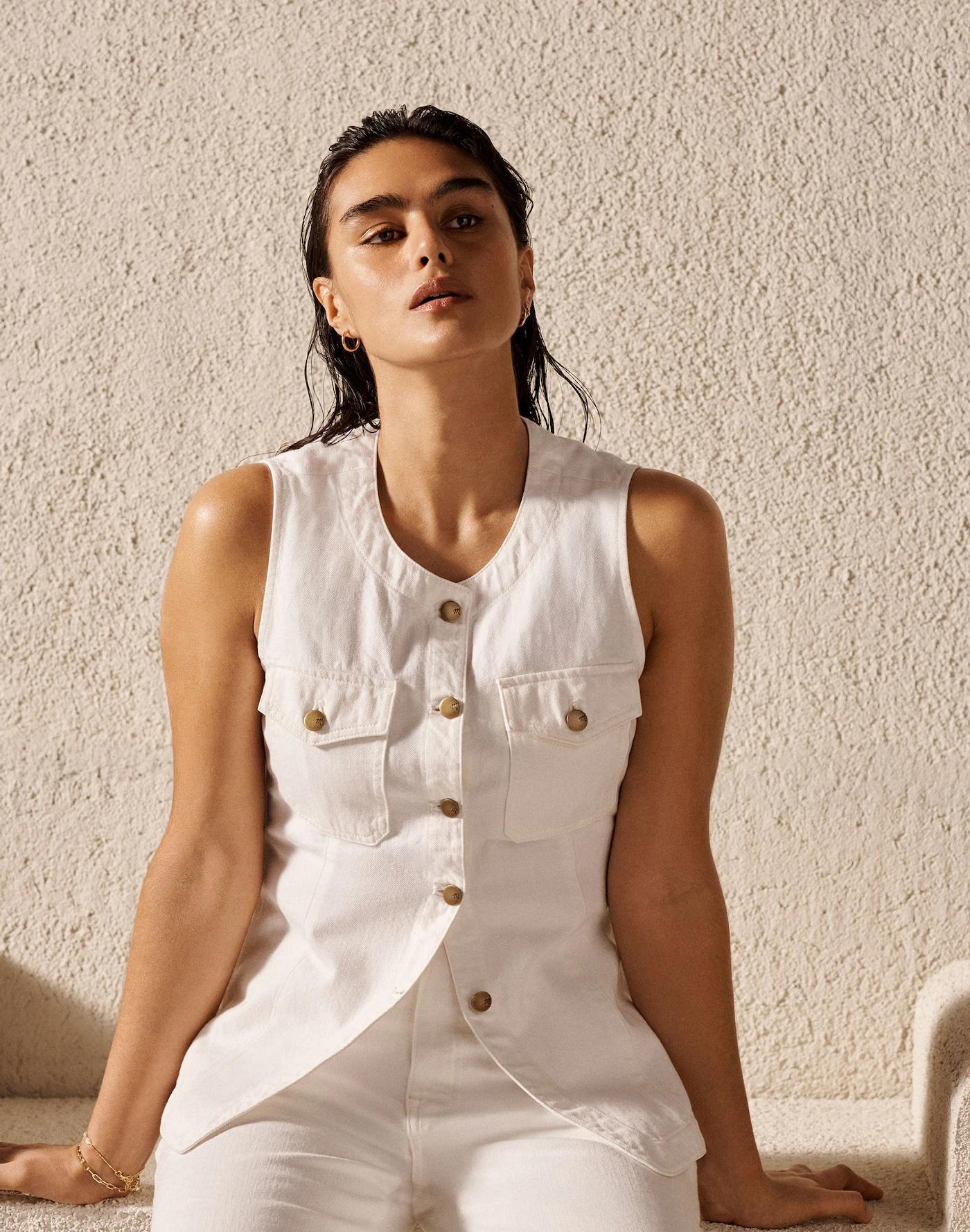 Denim High Crewneck Vest Product Image