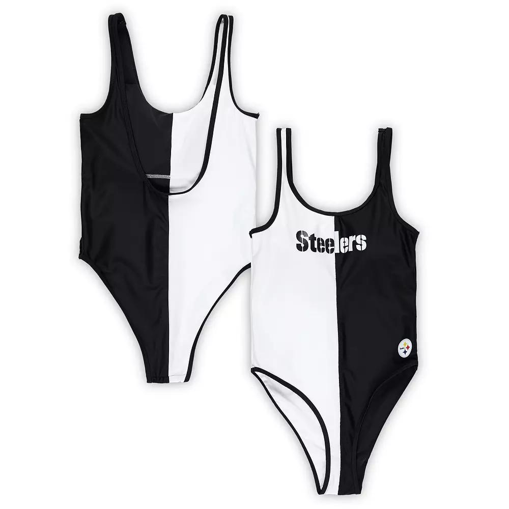 Women's G-III 4Her by Carl Banks Black/White Pittsburgh Steelers Last Stand One-Piece Swimsuit, Size: XS Product Image