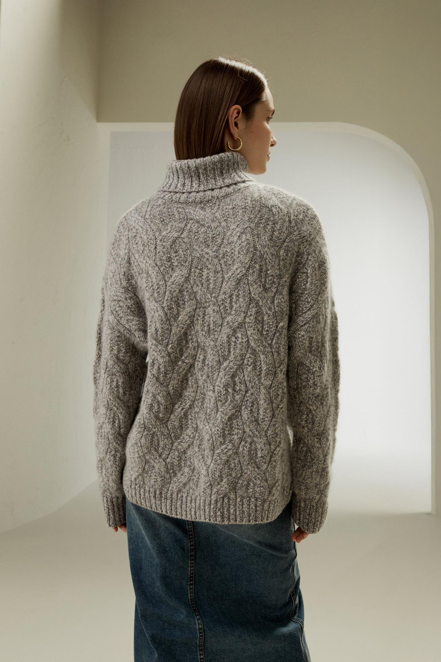 Cable-Knit Cashmere Turtleneck Sweater Product Image