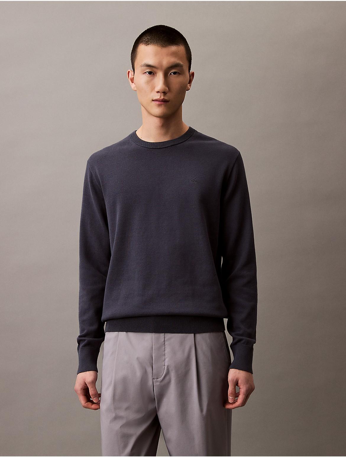 Calvin Klein Mens Smooth Cotton Sweater - Navy Product Image
