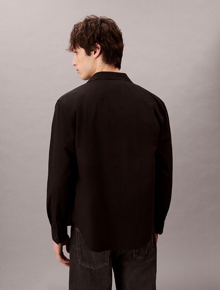 Calvin Klein Mens Cotton Poplin Relaxed Button-Down Shirt - Green Product Image