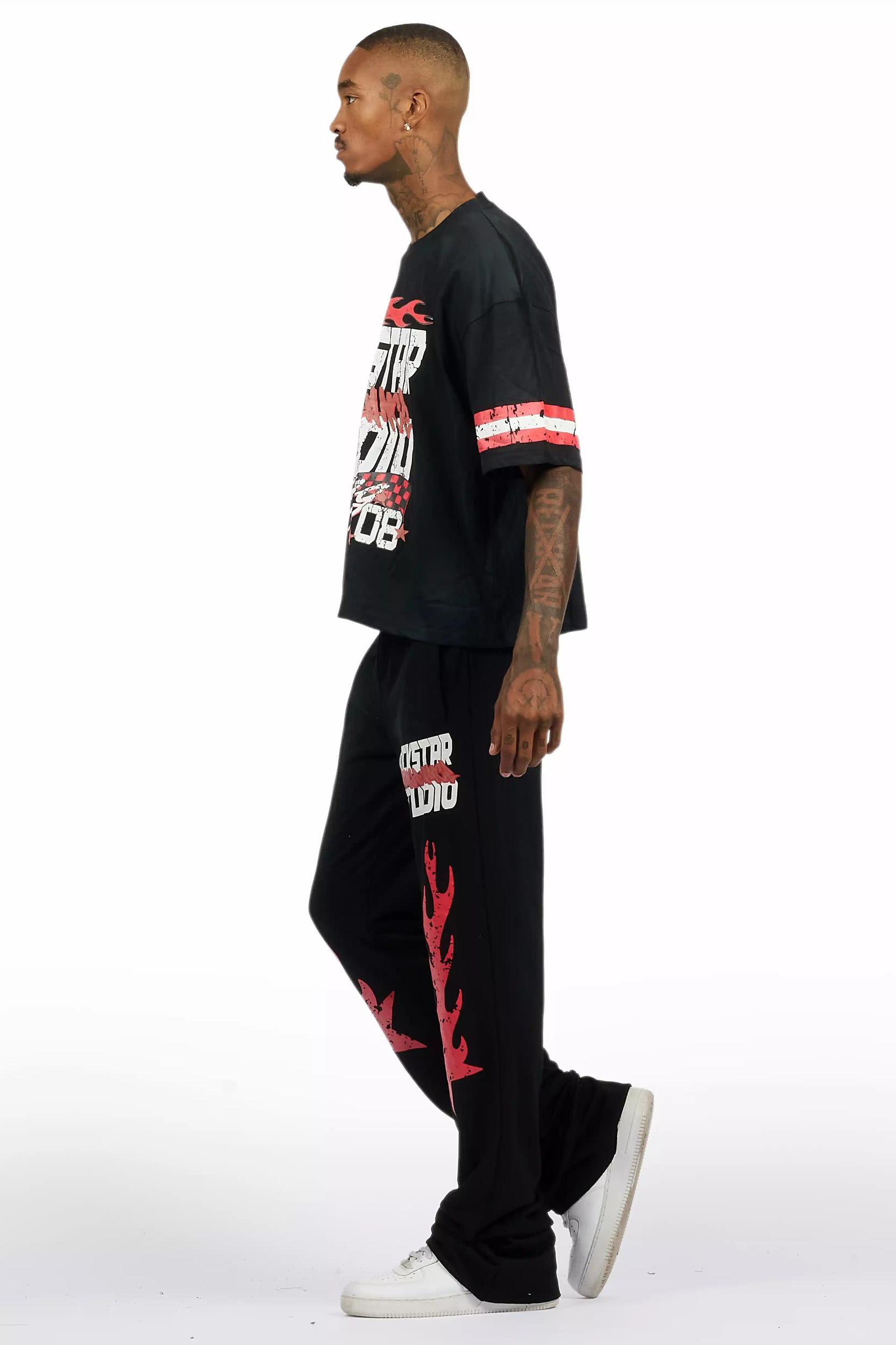 Garo Black T-Shirt/Baggy Stacked Track Set Male Product Image