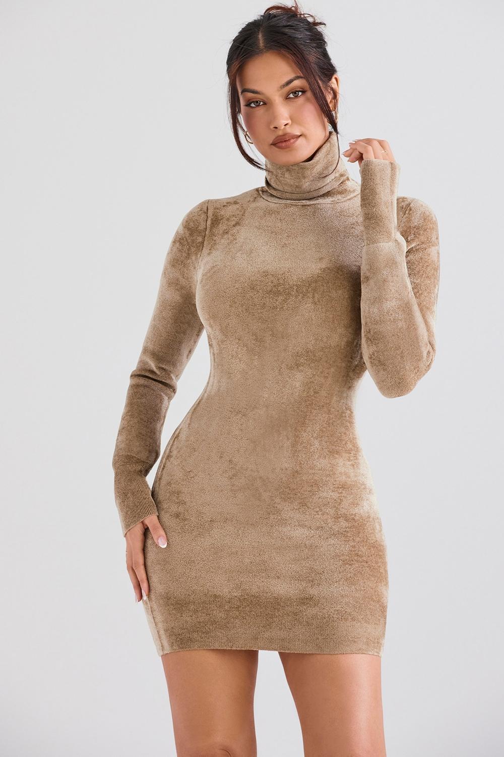 Taya Fawn Chenille Mini Dress Product Image