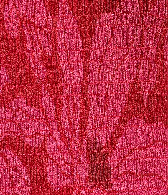 COREY LYNN CALTER Zadie Crepe Round Neck 3/4 Puff Sleeve Smocked Peplum Top Product Image