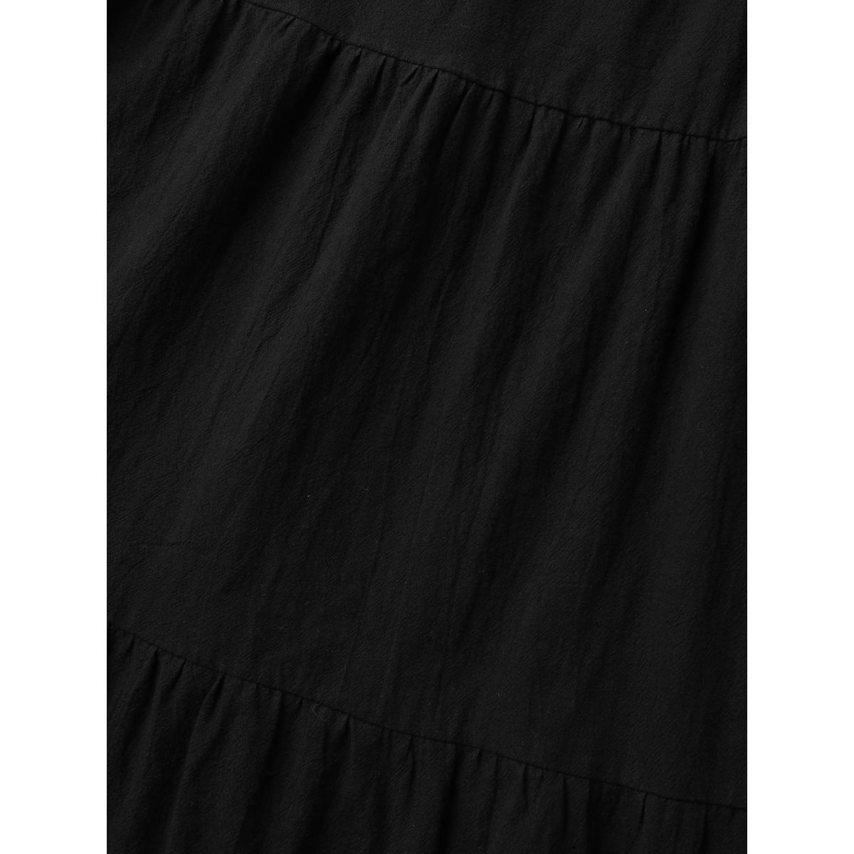 Plus Size Pure Cotton Diagonal Pockets Midi Dress Black Women Leisure Square Neck Sleeveless Curvy BloomChic 12/L Product Image