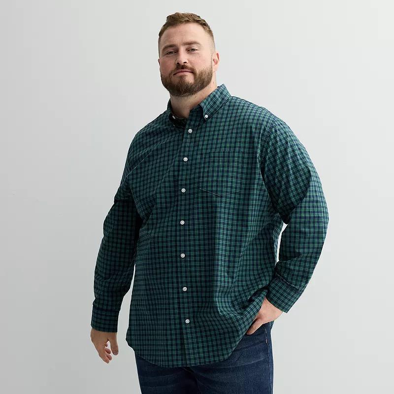 Big & Tall Sonoma Goods For Life® Perfect Length Button-Down Shirt, Men's, Size: Medium Tall, Green 2 Color Plaid Product Image