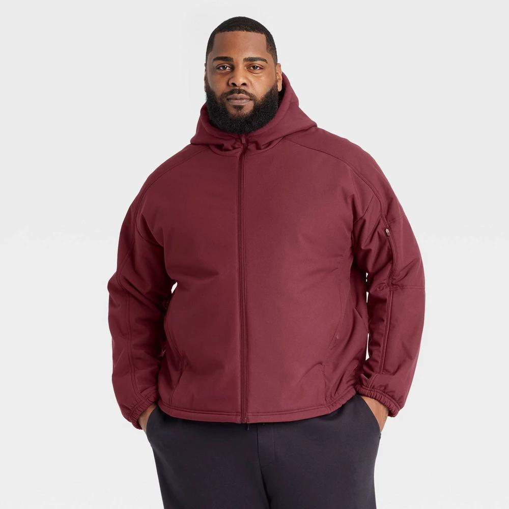 Mens Big High Pile Fleece Lined Jacket - All In Motion Berry Red 5XL Product Image