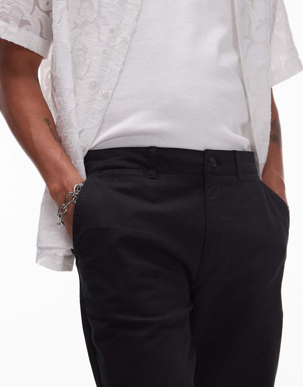 Topman slim chino pants in black Product Image