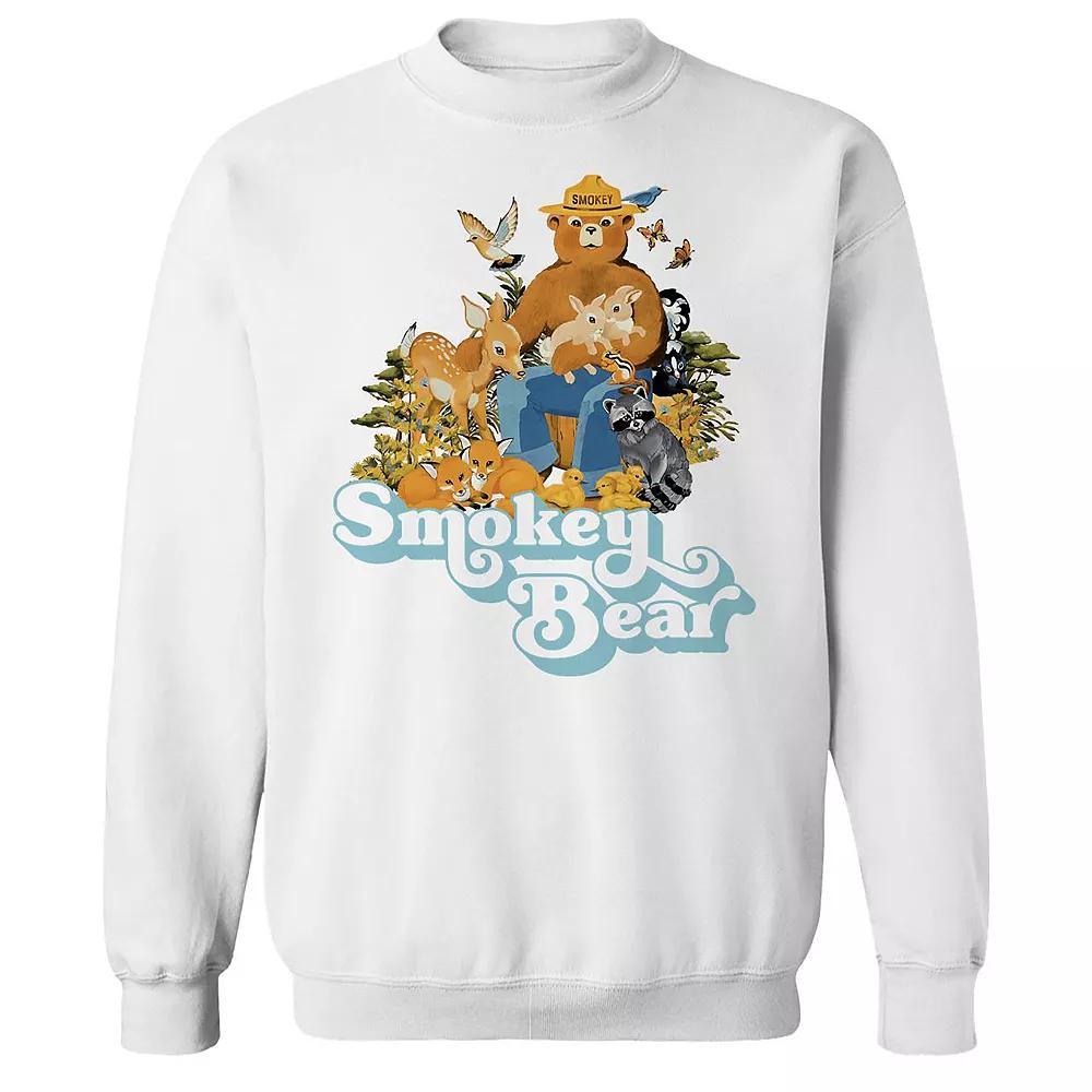 Men's Smokey Bear Retro Fade Graphic Fleece, Size: XXL, White Product Image