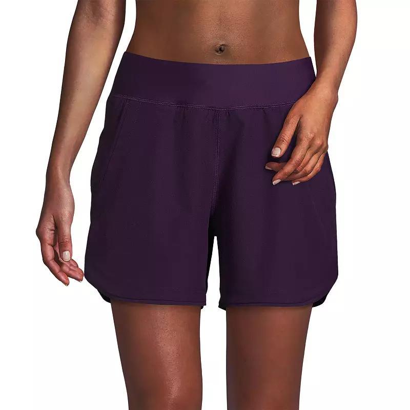 Petite Lands End 5 Quick Dry Swim Shorts With Panty, Womens Deep Blue Product Image