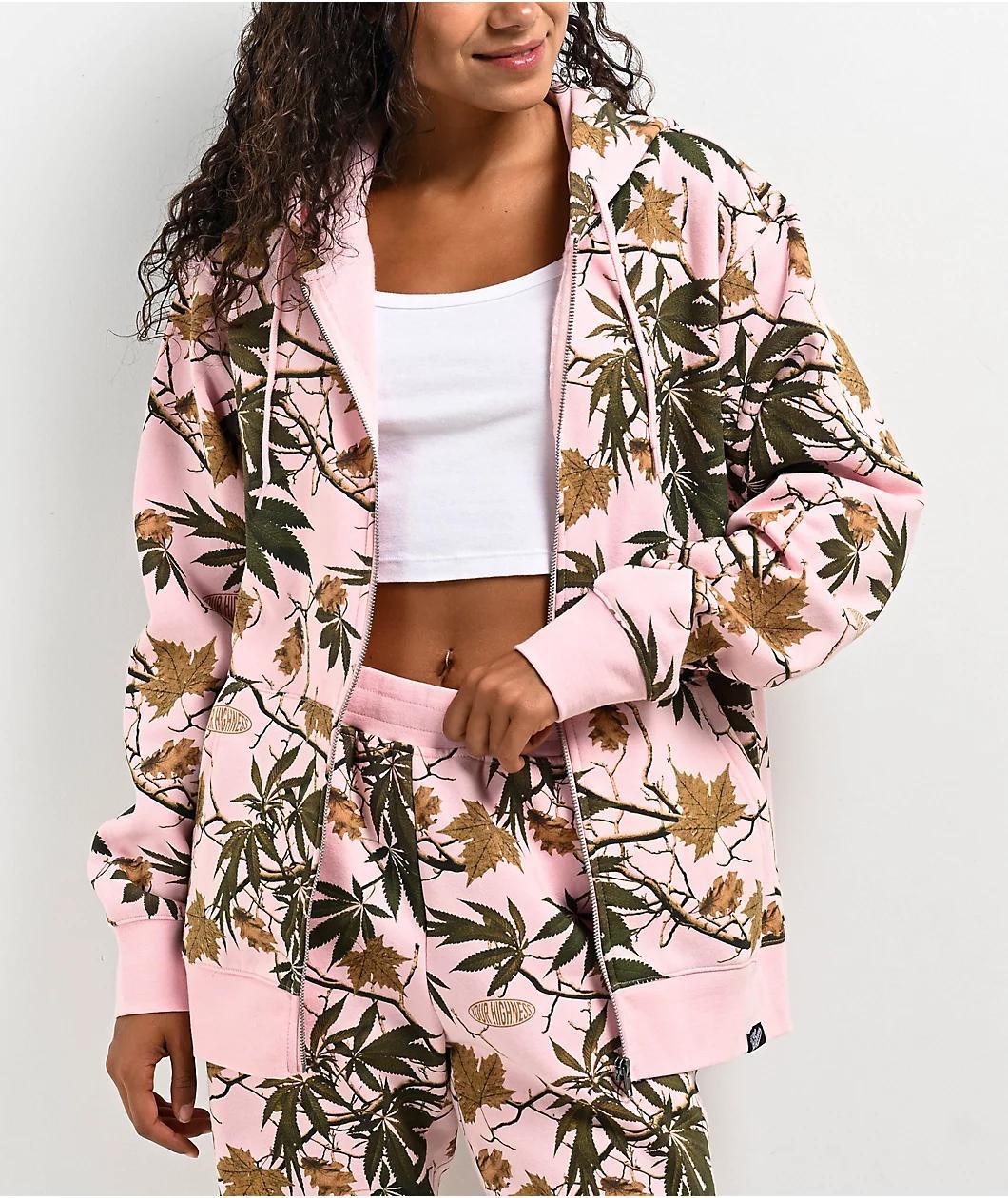 Your Highness Autumn Camo Pink Zip Hoodie Product Image