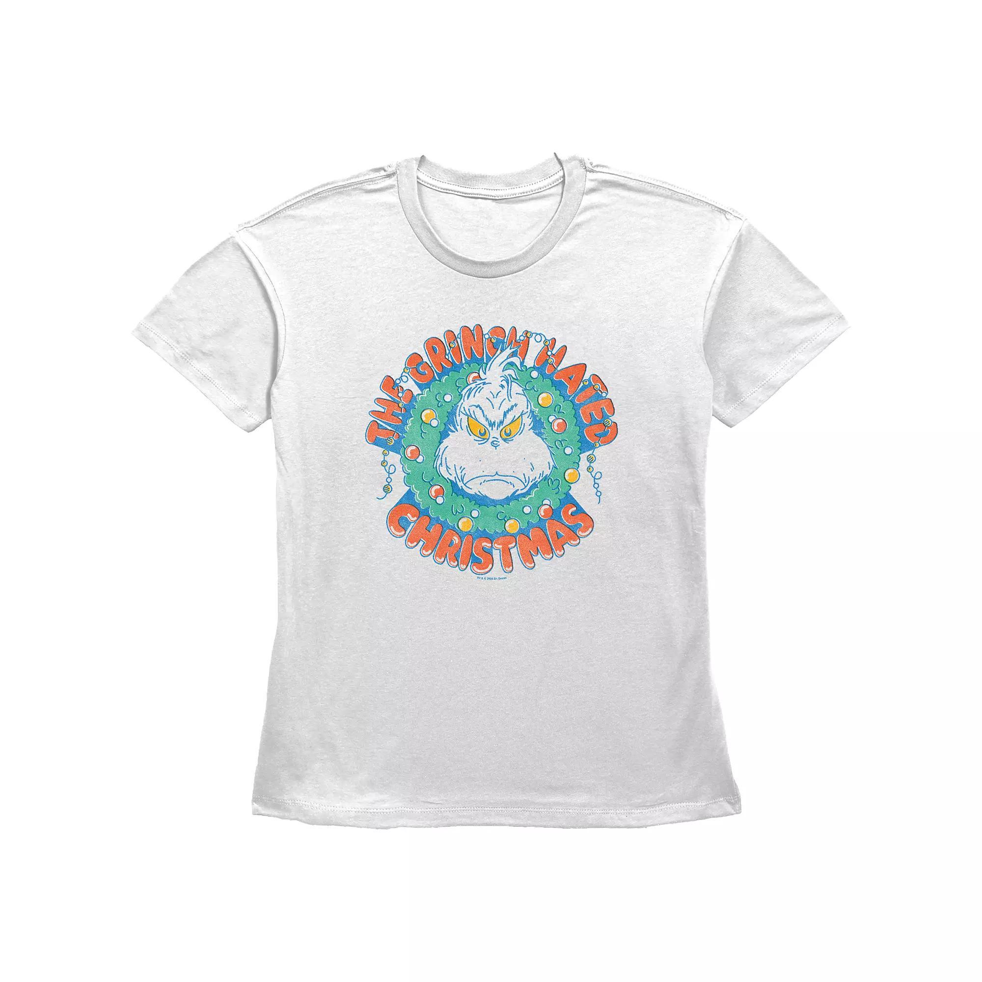Women's Dr. Seuss The Grinch Hated Christmas Wreath Graphic Tee,  Product Image
