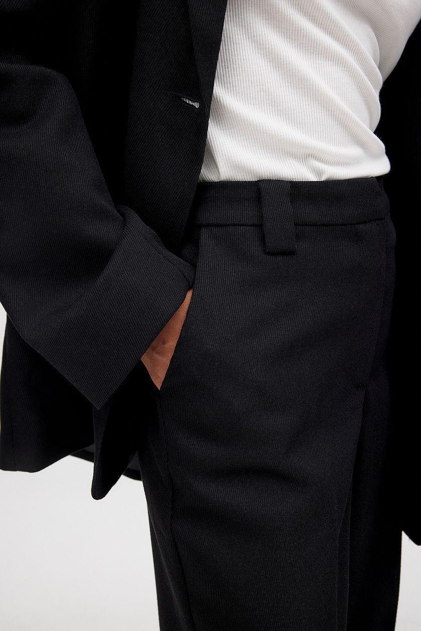 Straight Mid Waist Twill Suit Pants Product Image