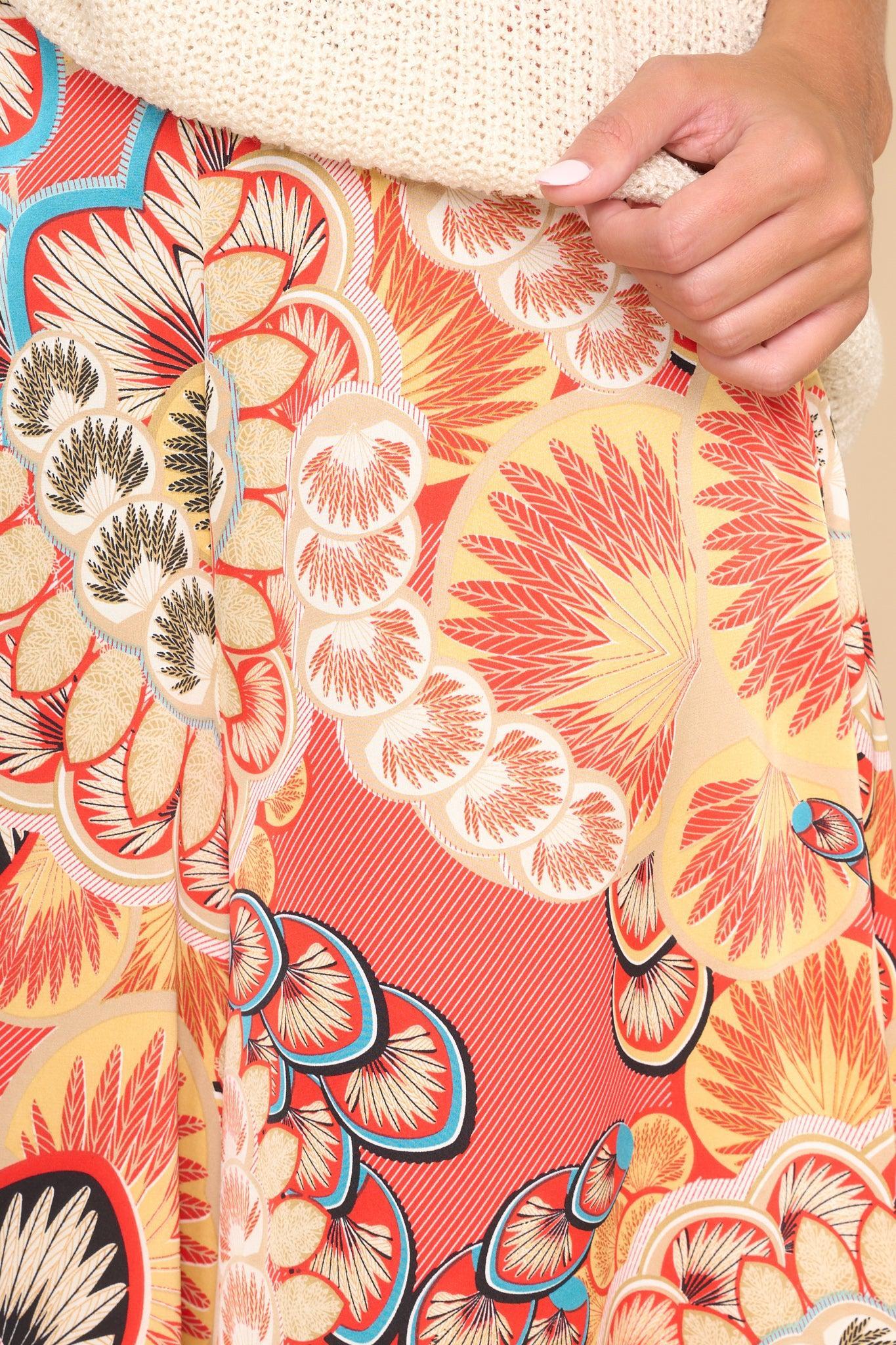 All For Me Spiced Coral Multi Print Pants Product Image