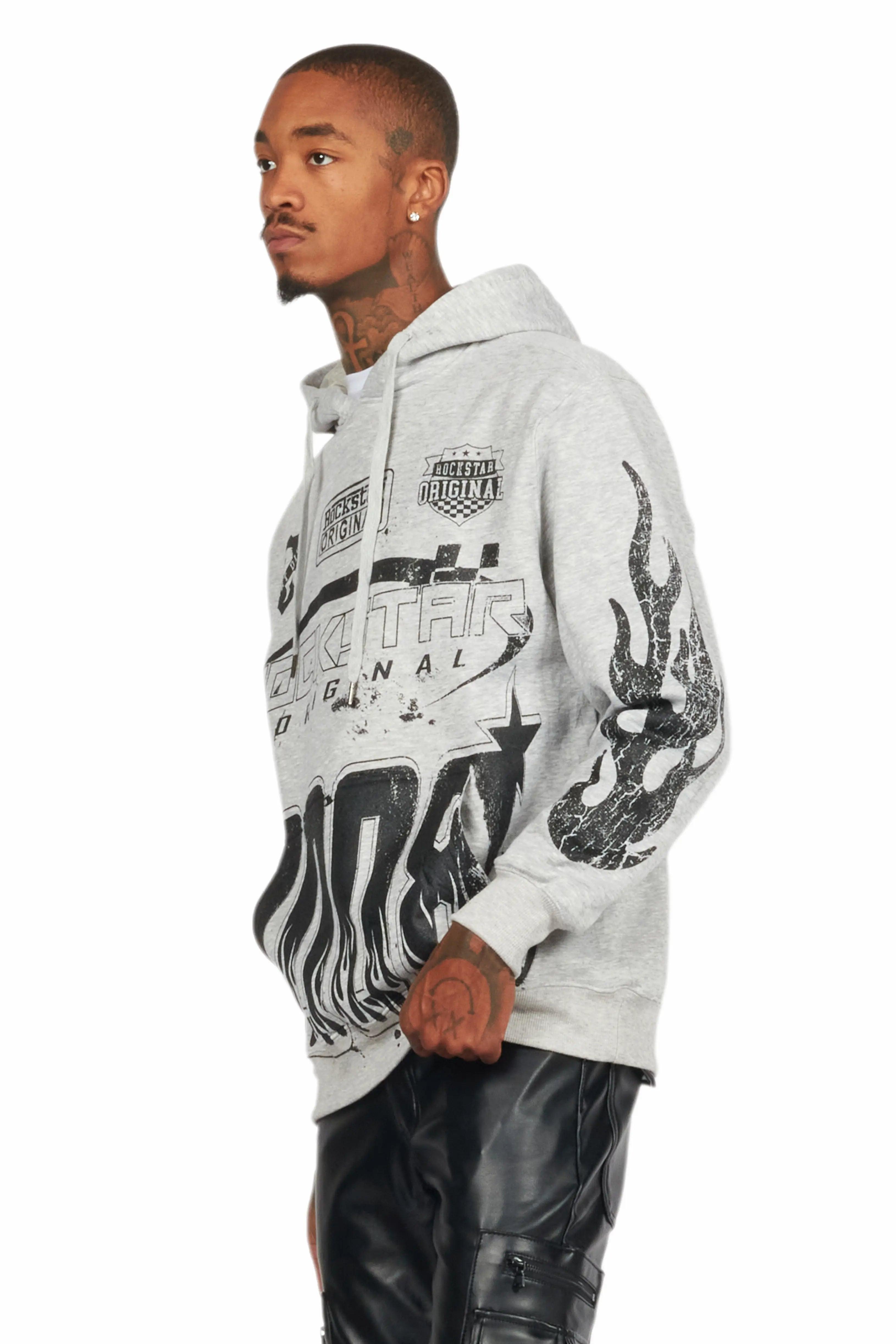 Amos Heather Grey Graphic Hoodie Male Product Image