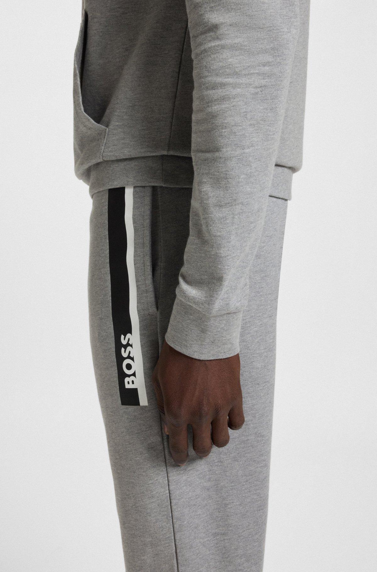 Cotton-terry tracksuit bottoms with stripe print Product Image