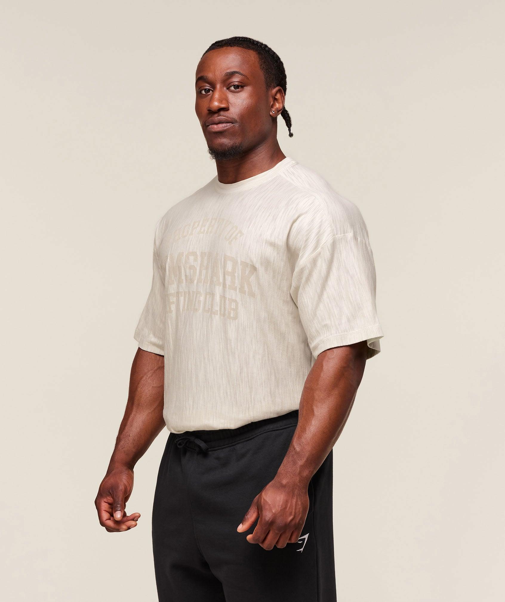 Gymshark Lightweight Slub Textured T-Shirt - Oat White Male Product Image