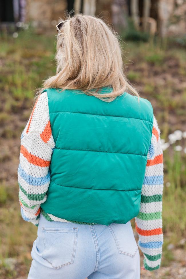 Sights To See Green Cropped Puffer Vest FINAL SALE Product Image