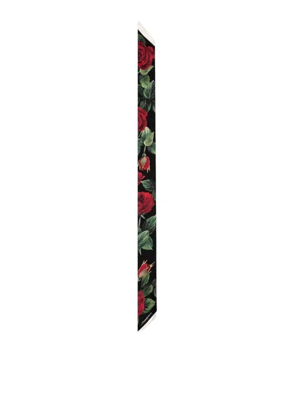 DOLCE & GABBANA Rose Print Headscarf In Black Product Image