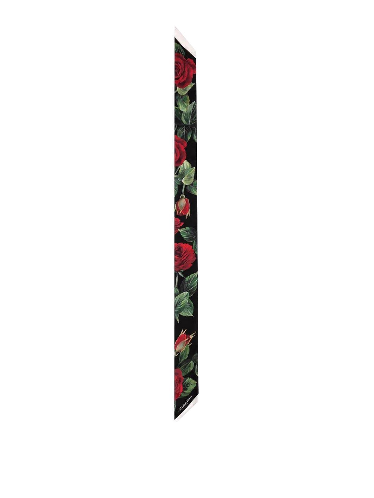 DOLCE & GABBANA Rose Print Headscarf In Black Product Image